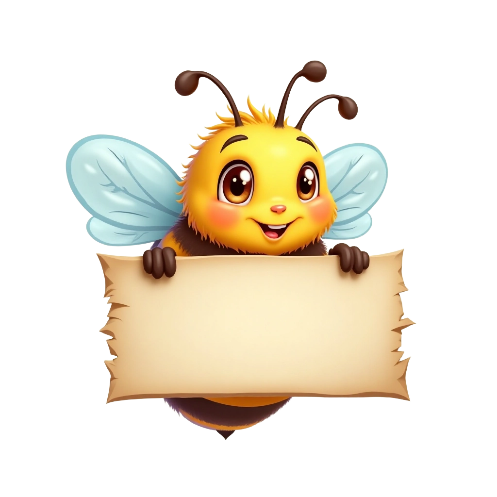 Happy Bee with Blank Sign